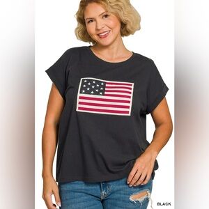 Zenana PLUS AMERICAN FLAG TEE